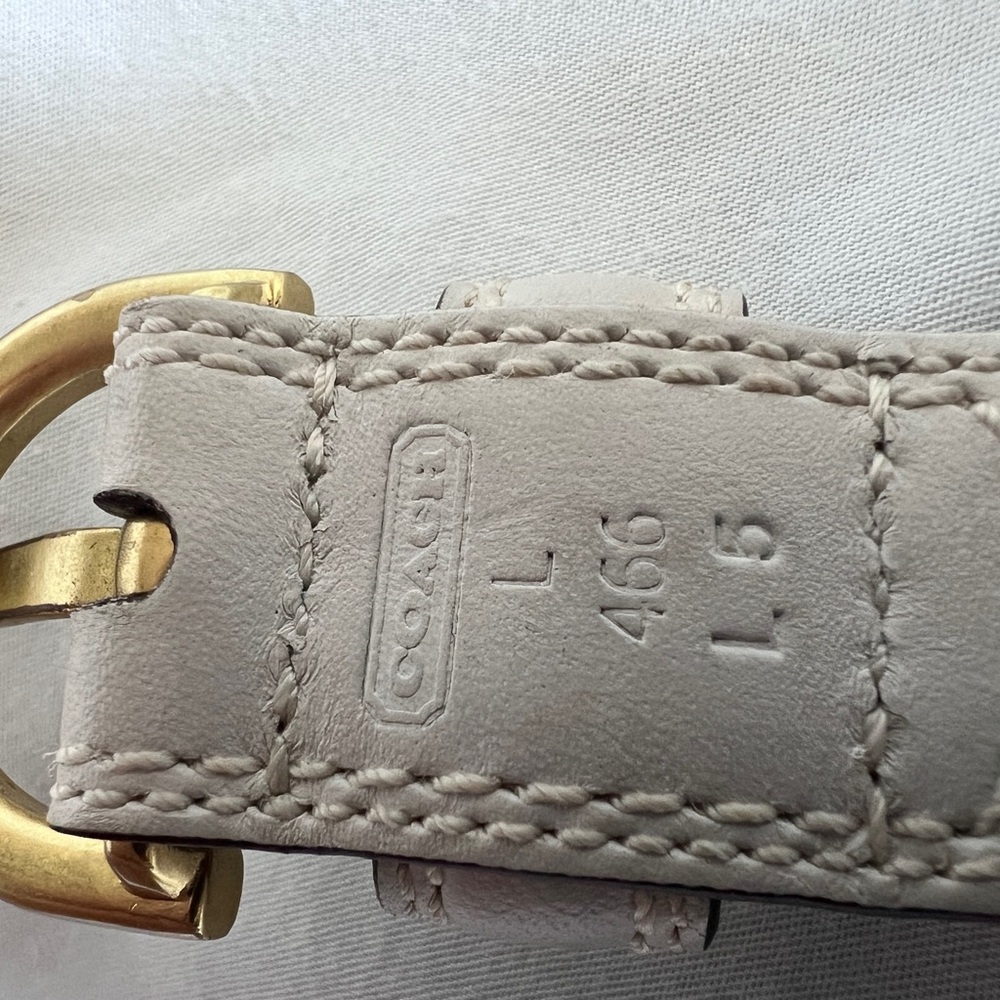 Coach White Leather Belt with Brass Accents - Picture 2 of 4